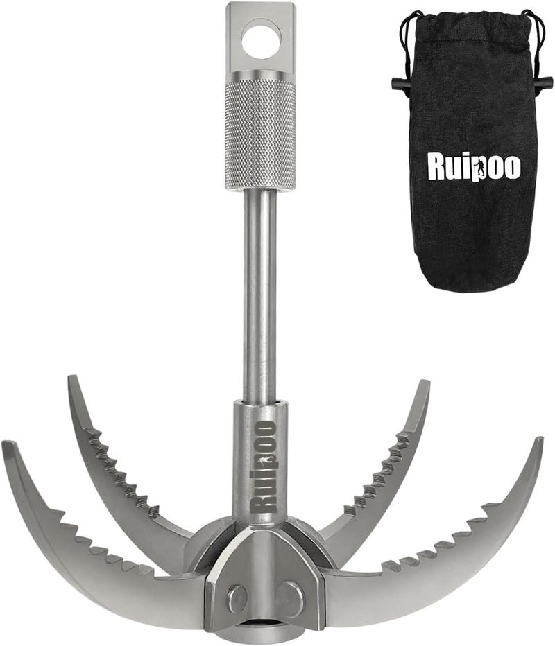 Ruipoo Grappling Hook Folding 4-Claw Multifunctional Stainless Steel Hook for Outdoor Camping Hiking Tree Rock Mountain Climbing - Image 1